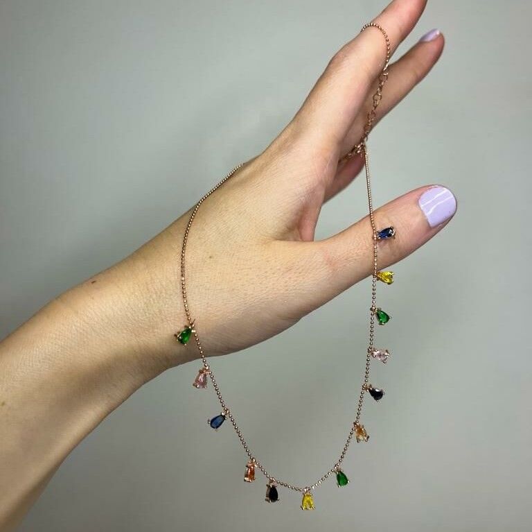 Reklı Zirkon Taşlı Damla Model Kolye