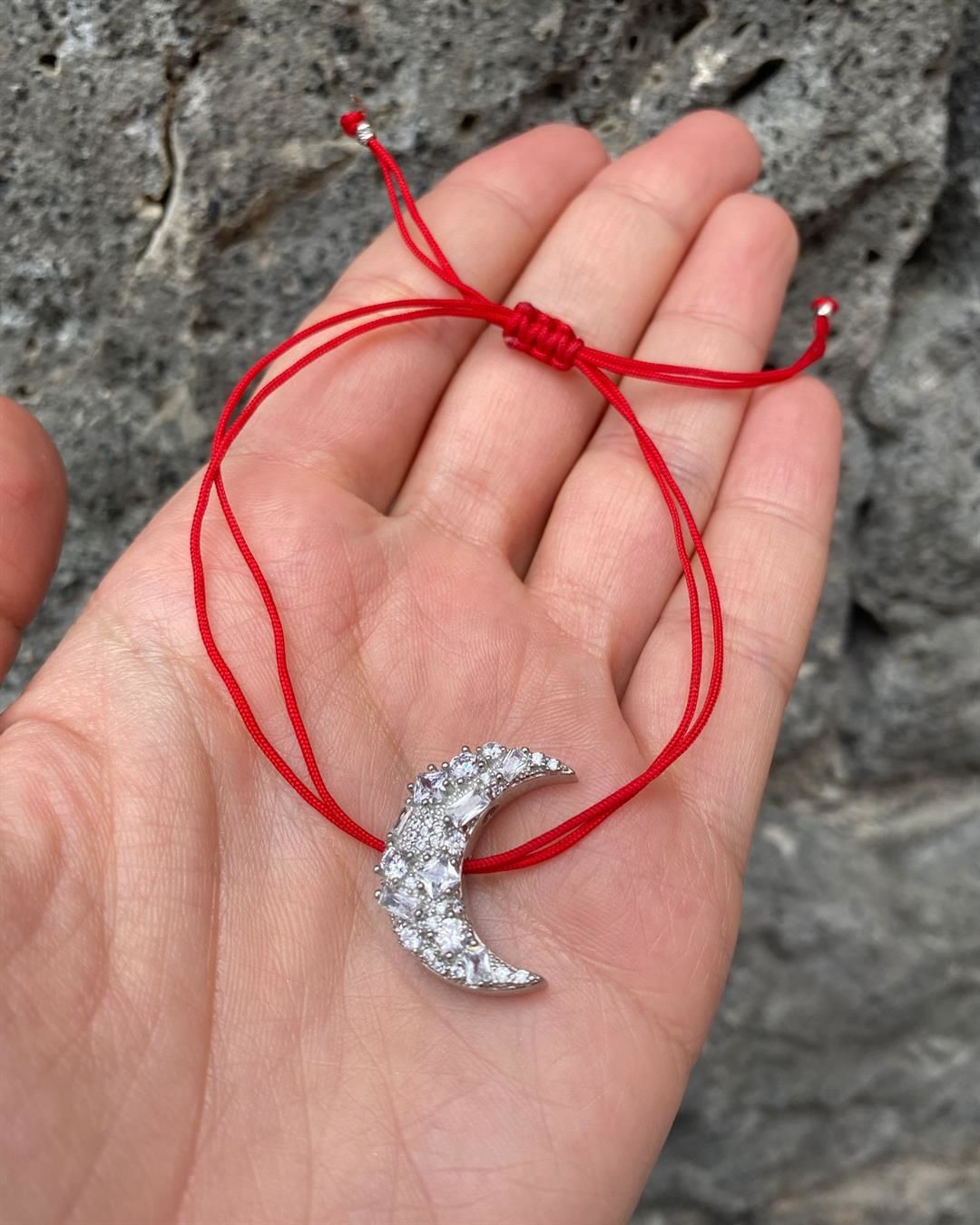 Gümüş Baget Taşlı Hilal Bileklik