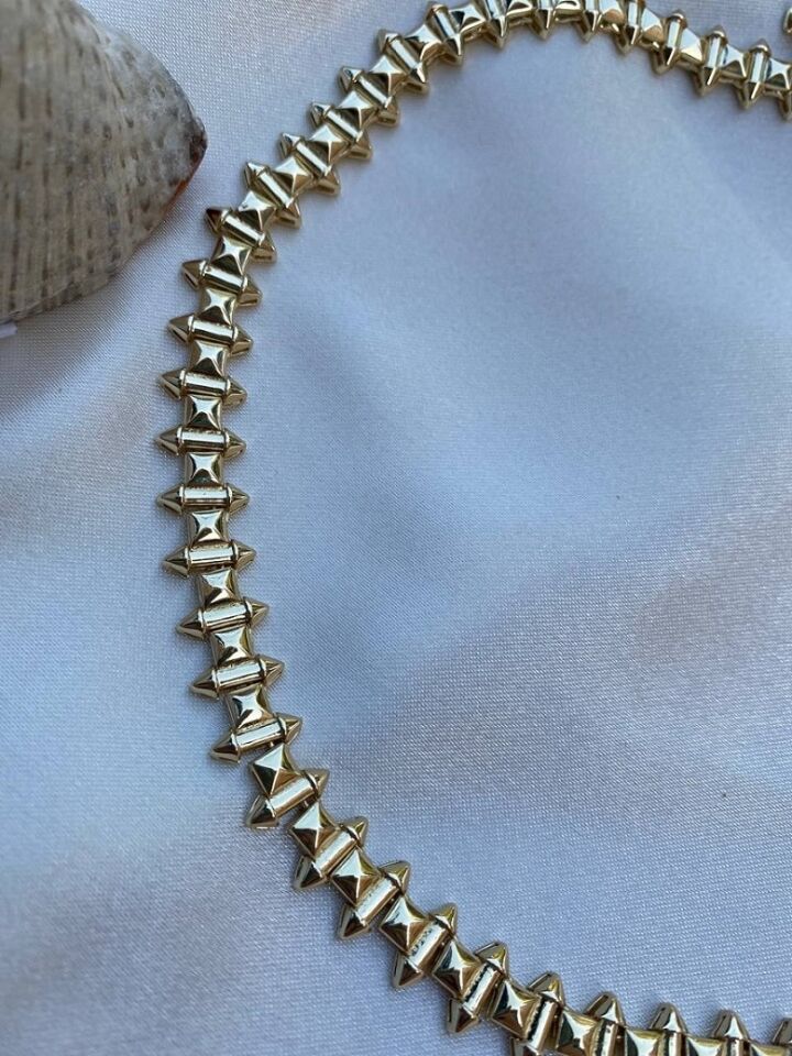 Titanyum Çelik Altın Kaplama Gerdanlık HTKK03