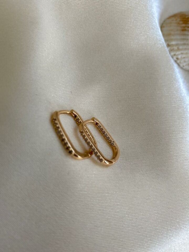Gold Altın Kaplama Zirkon Taşlı Küpe