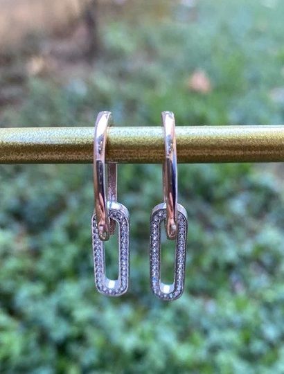 Rose Renkli Taşlı Küpe