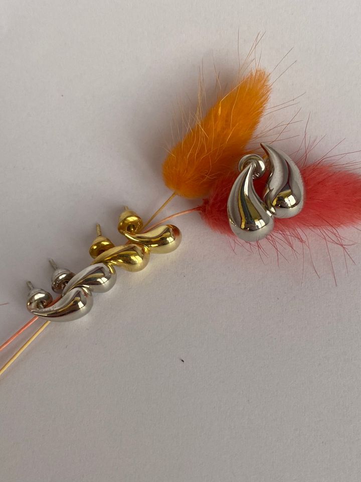 Damla Gold Küpe Gümüş