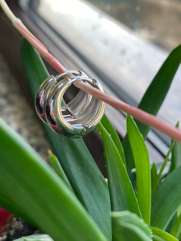 Rose Bombeli Halka Küpe Gümüş