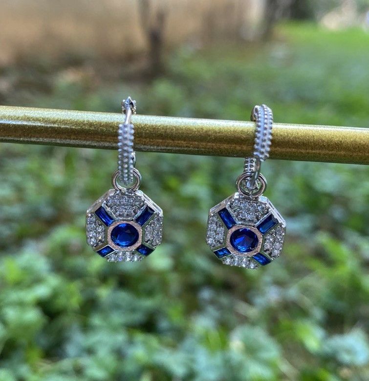 Gümüş Mavi  Taşlı Küpe