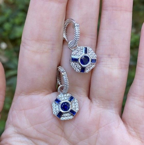 Gümüş Mavi  Taşlı Küpe