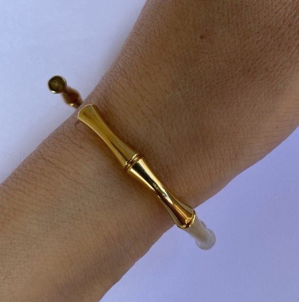 Kemik Model Çelik Gold Renkli Bileklik