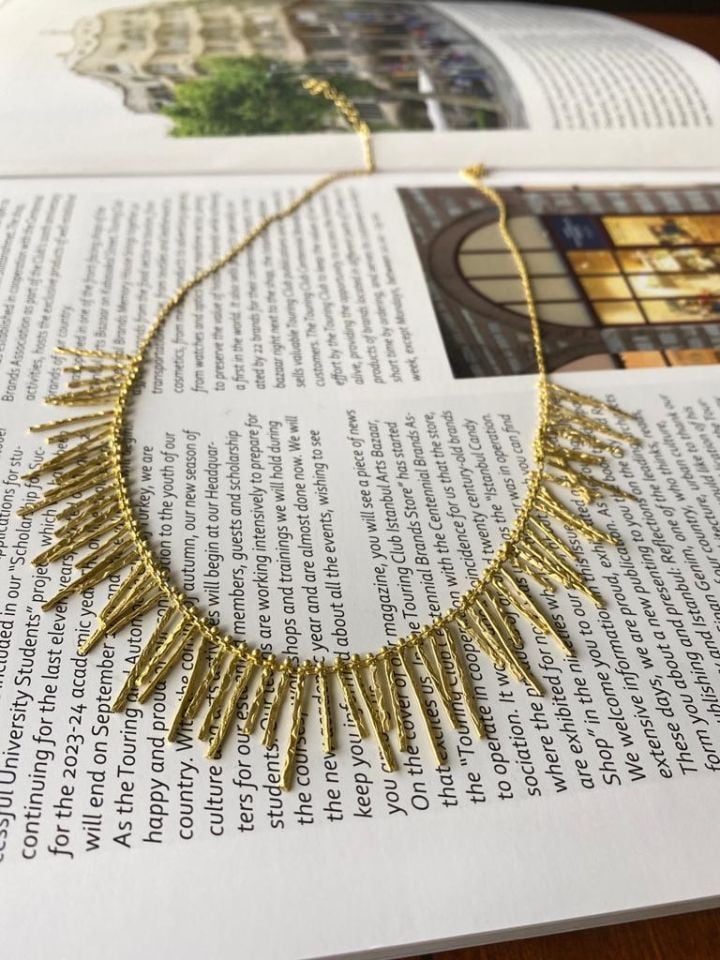 Saçaklı Altın Kaplama Gümüş Kolye