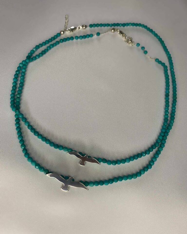 Firuze Taşı Martı Kolye