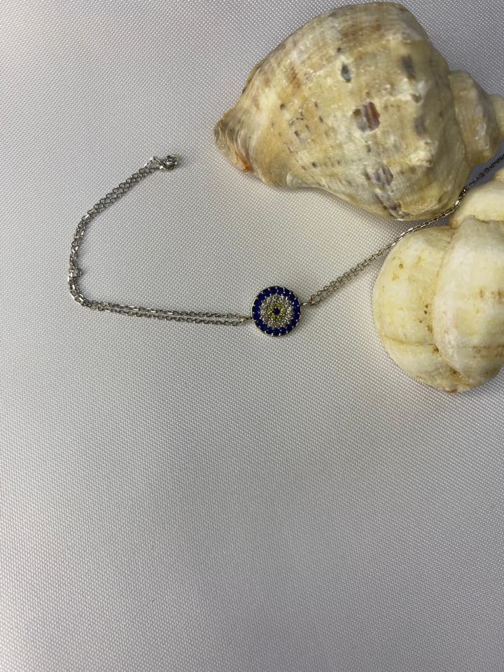 Nazar Boncuklu Zirkon Taşlı Bileklik
