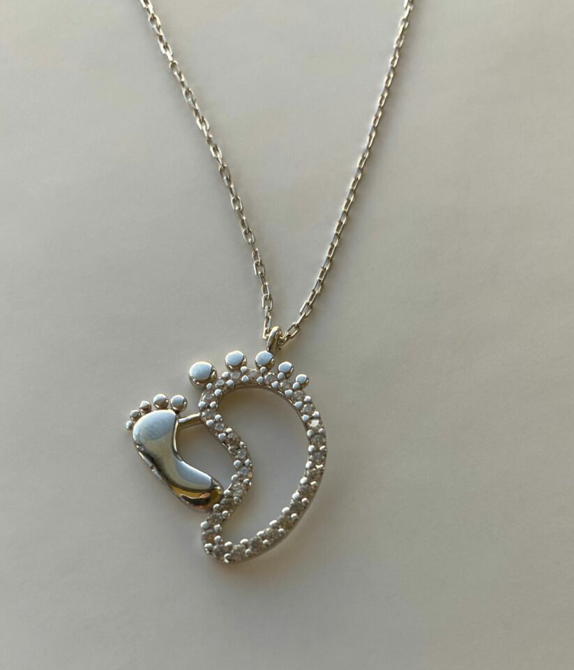 Anne Bebek Ayak İzi Kolye