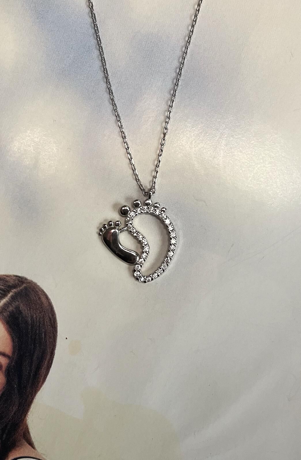 Anne Bebek Ayak İzi Kolye