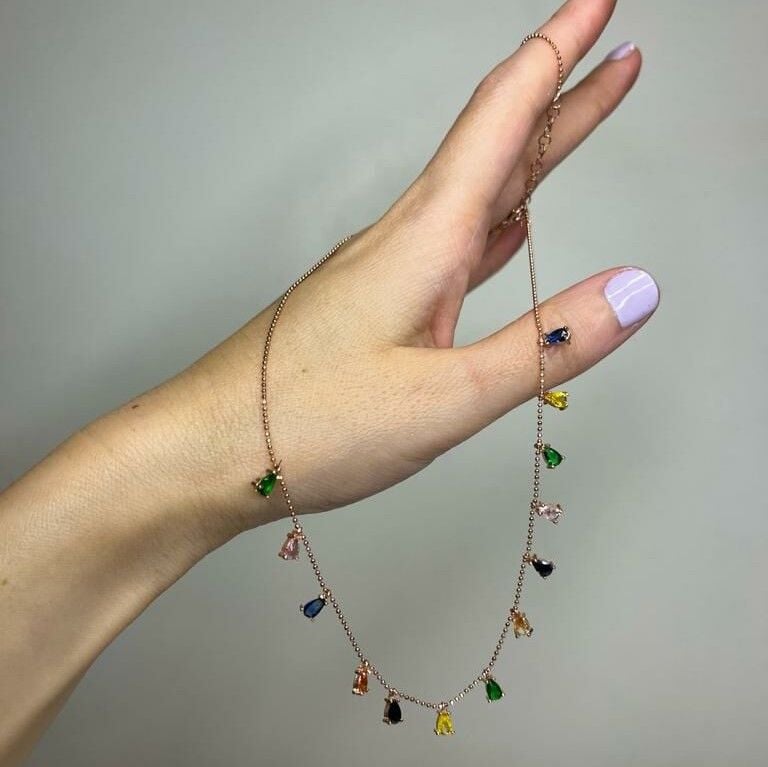 Reklı Zirkon Taşlı Damla Model Kolye