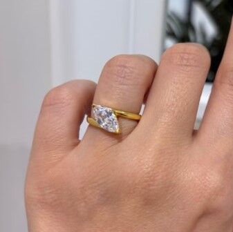 Gümüş Damla Tasarım Tektaş Yüzük