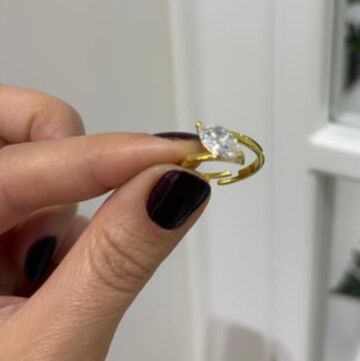 Gümüş Damla Tasarım Tektaş Yüzük