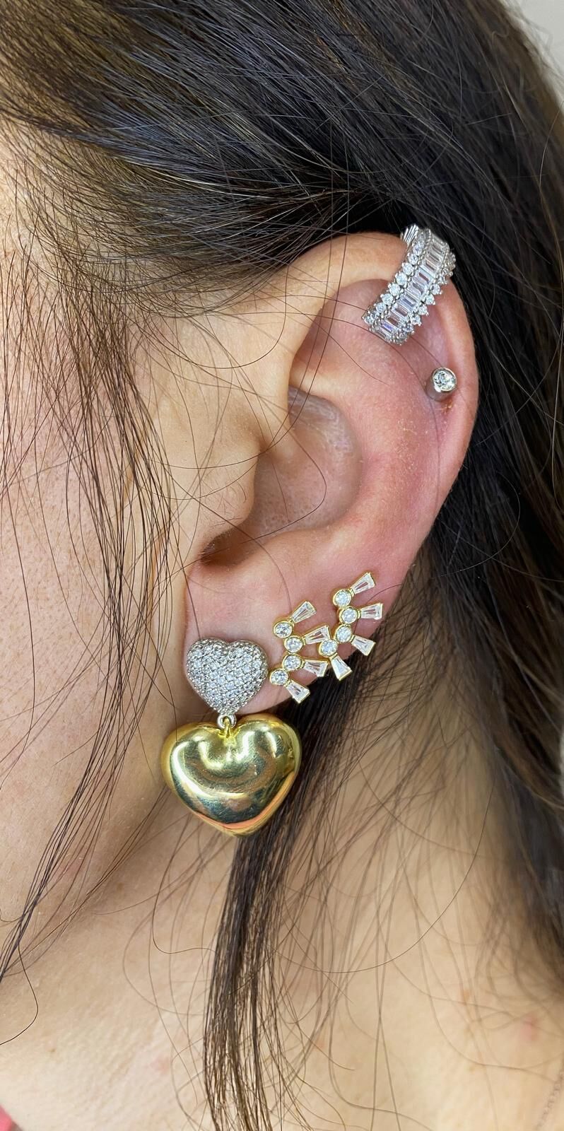 Taşlı Kalpli Küpe