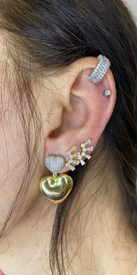 Taşlı Kalpli Küpe