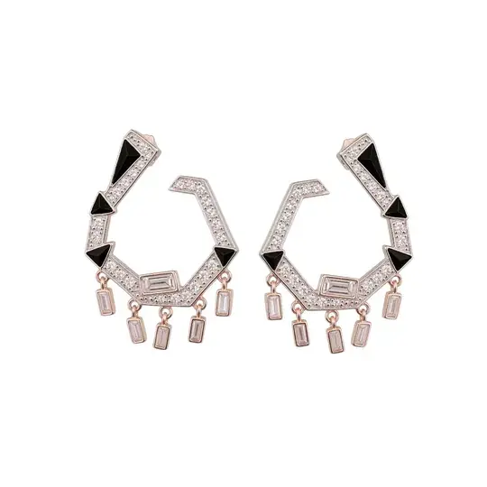 925 | Siyah Mineli Elegant Küpe (Çift)