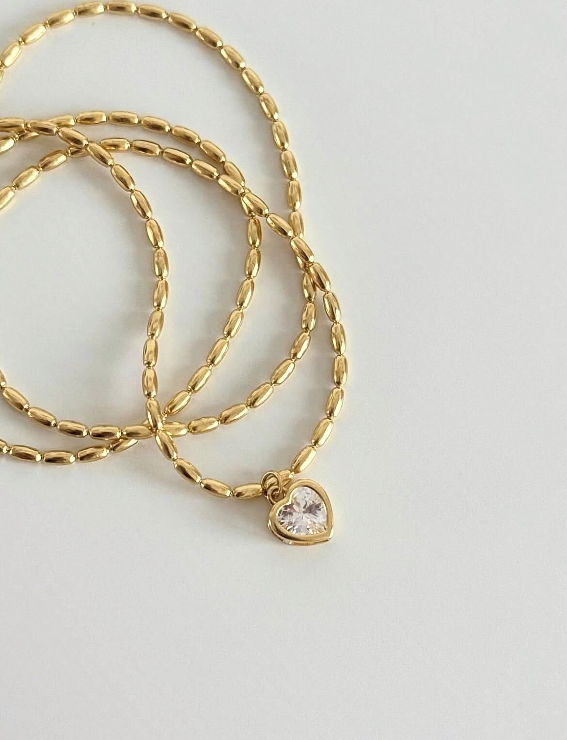 Mİnimal Arpa Zincir Kalp Kolye