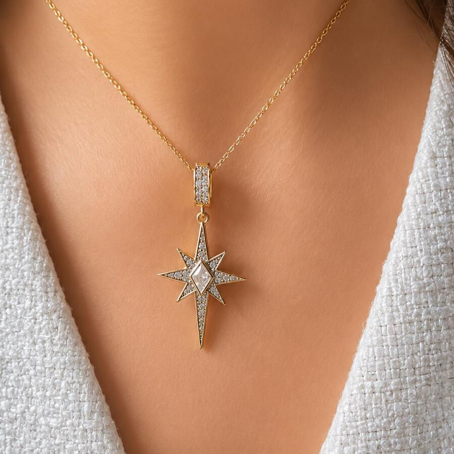 Taşlı Kutup Yıldızı Kolye Charm