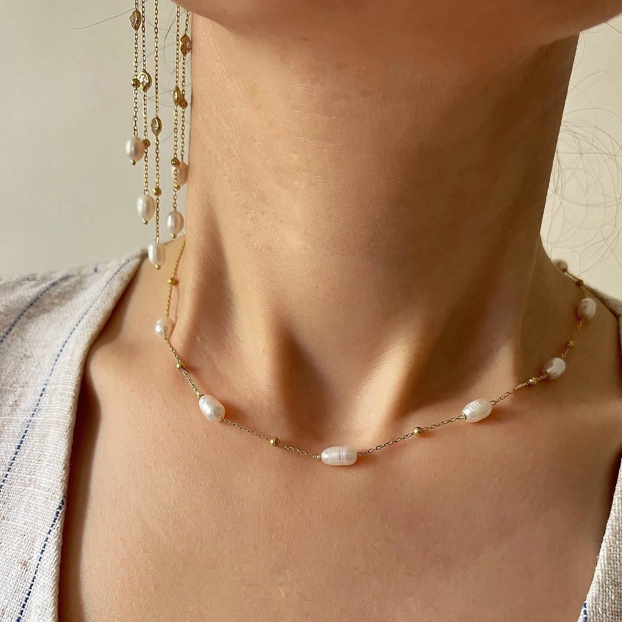 Barok İncili Choker Kolye