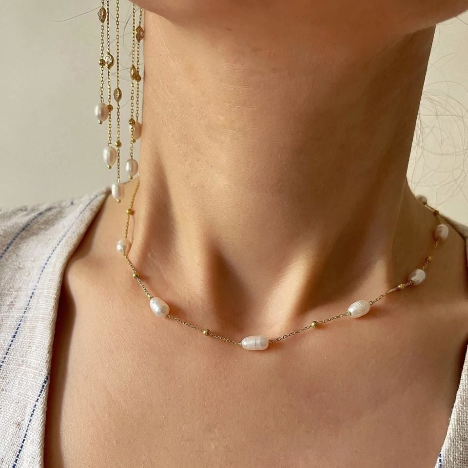 Barok İncili Choker Kolye