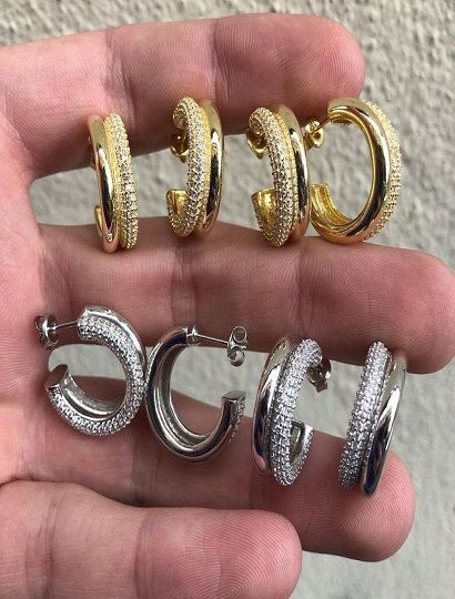 Tamtur Taşlı Gold Küpe