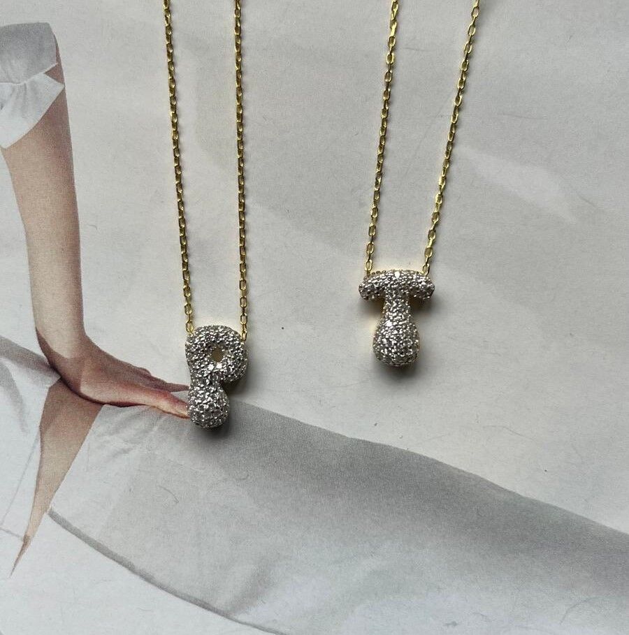 Bombe Taşlı Harf Kolye