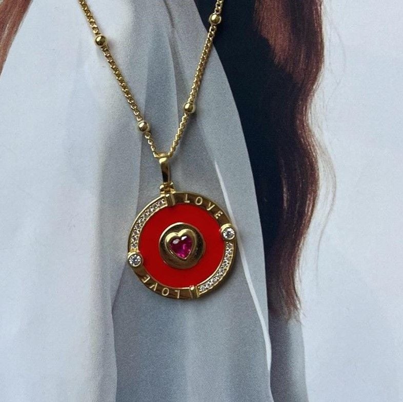 Kırmızı Mineli Sevgi Kolye Ucu